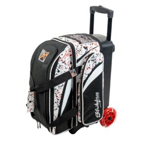 KR Cruiser 2 Ball Double Roller Black White Red Splash Flag Bowling Bag