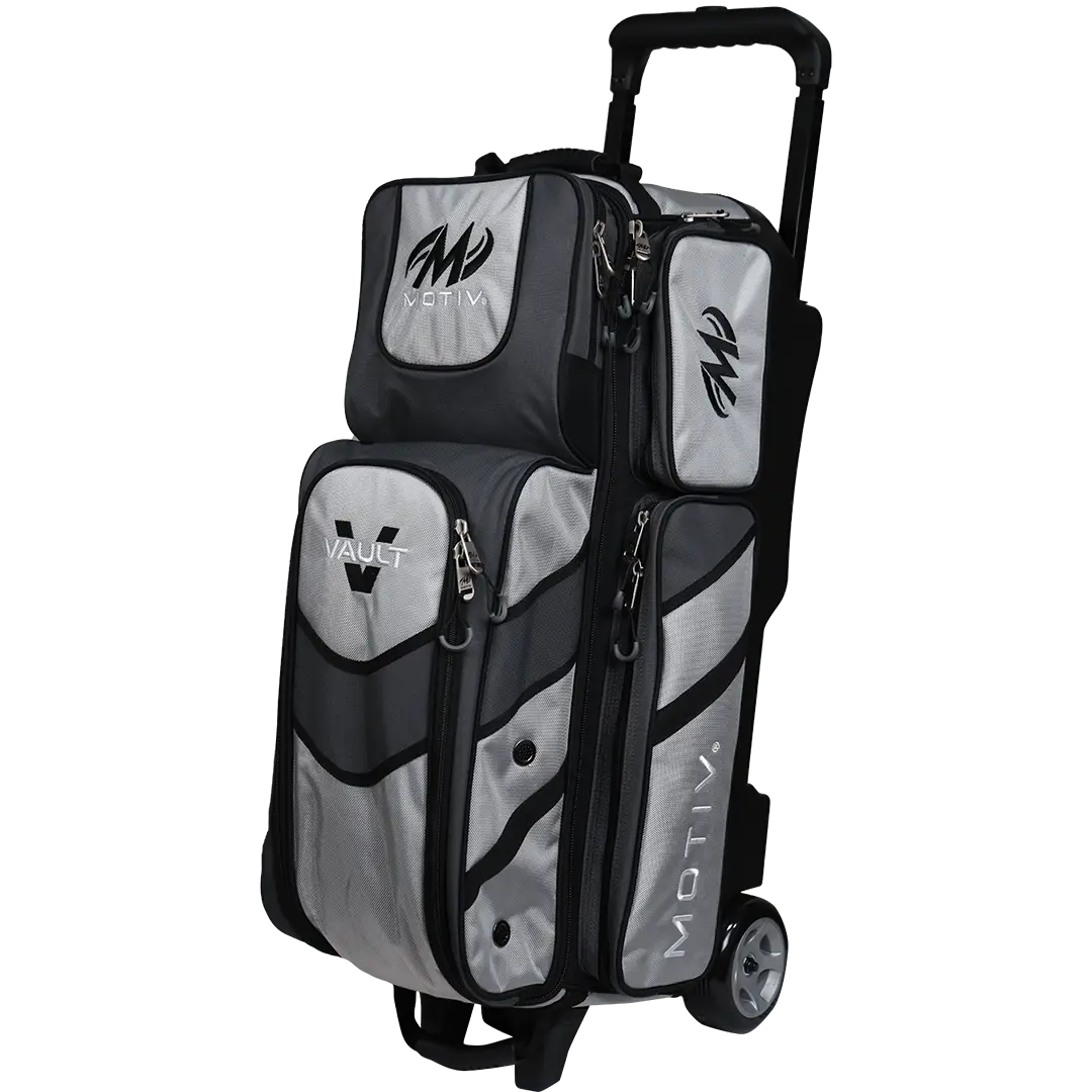 Motiv Vault 3 Ball Triple Roller Silver Bowling Bag
